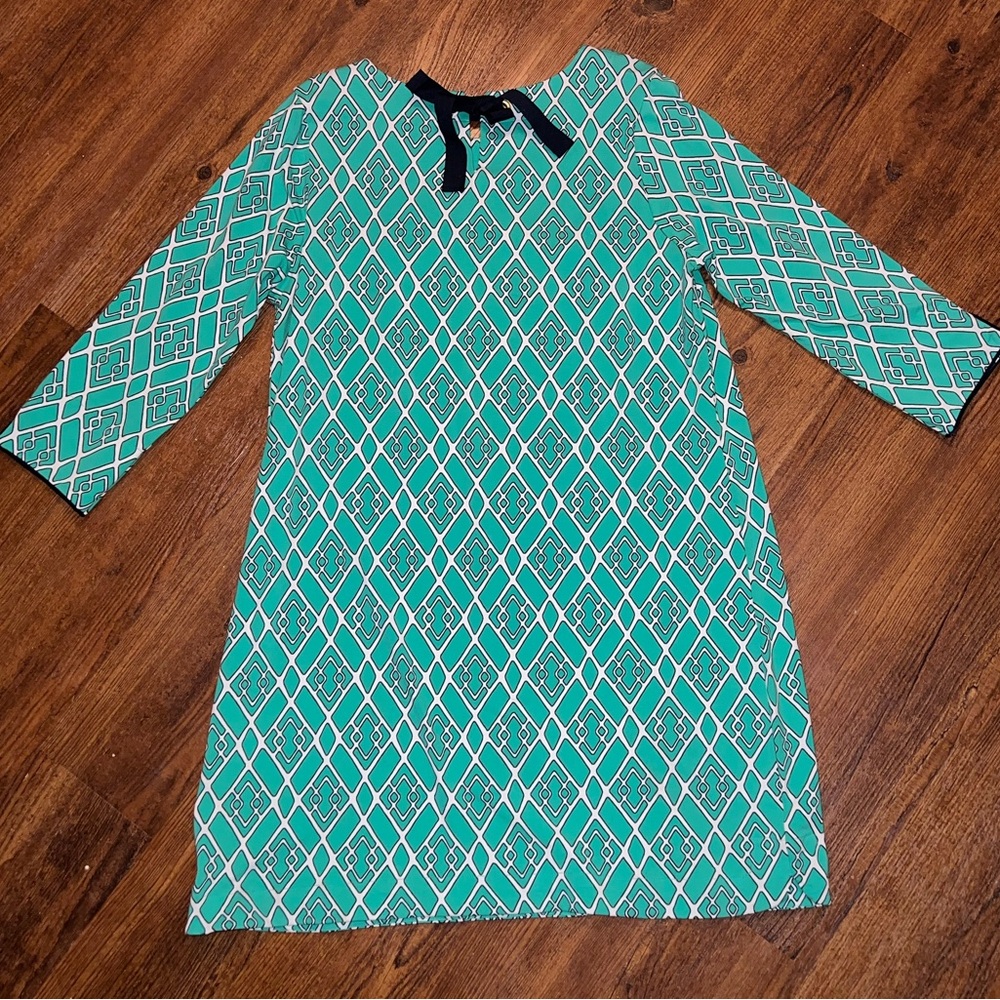 NWT Crown & Ivy Green & White Boho Preppy Wide Sleeve Midi Sheath Dress Size 1X - Picture 5 of 15